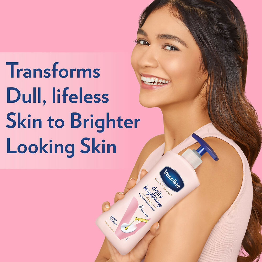 Vaseline Healthy Bright Daily Brightening Body Lotion & Gluta-Hya Dewy Radiance Serum-In-Lotion Combo | Grocsy
