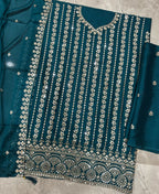 KC Latest Cocktail Wear Aqua Blue Chinon Sharara Suit For Women | Grocsy