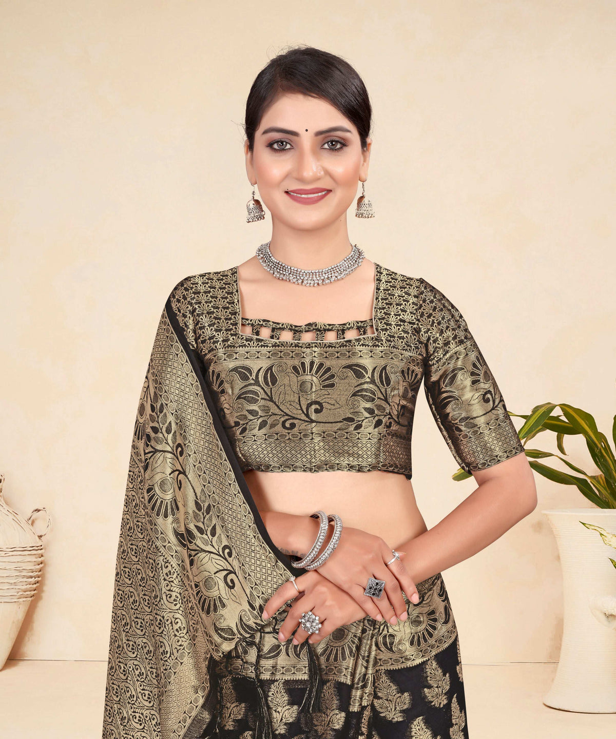 Black Viscose Weaving Designer Saree - Vandini | Grocsy