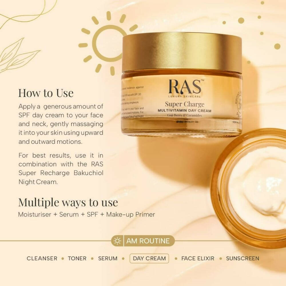 Ras Luxury Oils Super Charge Day Cream with Multivitamin SPF 30 | Grocsy