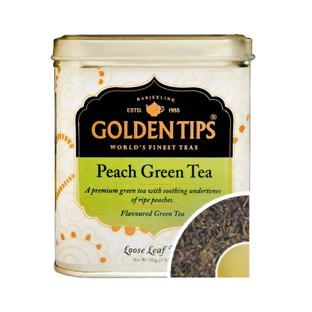 Golden Tips Peach Green Tea - Tin Can | Grocsy