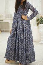 Aayaa Designer Printed Faux Georgette with Embroidery Zari Sequins-work Kids Gown | Grocsy