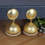 Joban Fashion Women Matte Gold Brass Jhumka | Grocsy