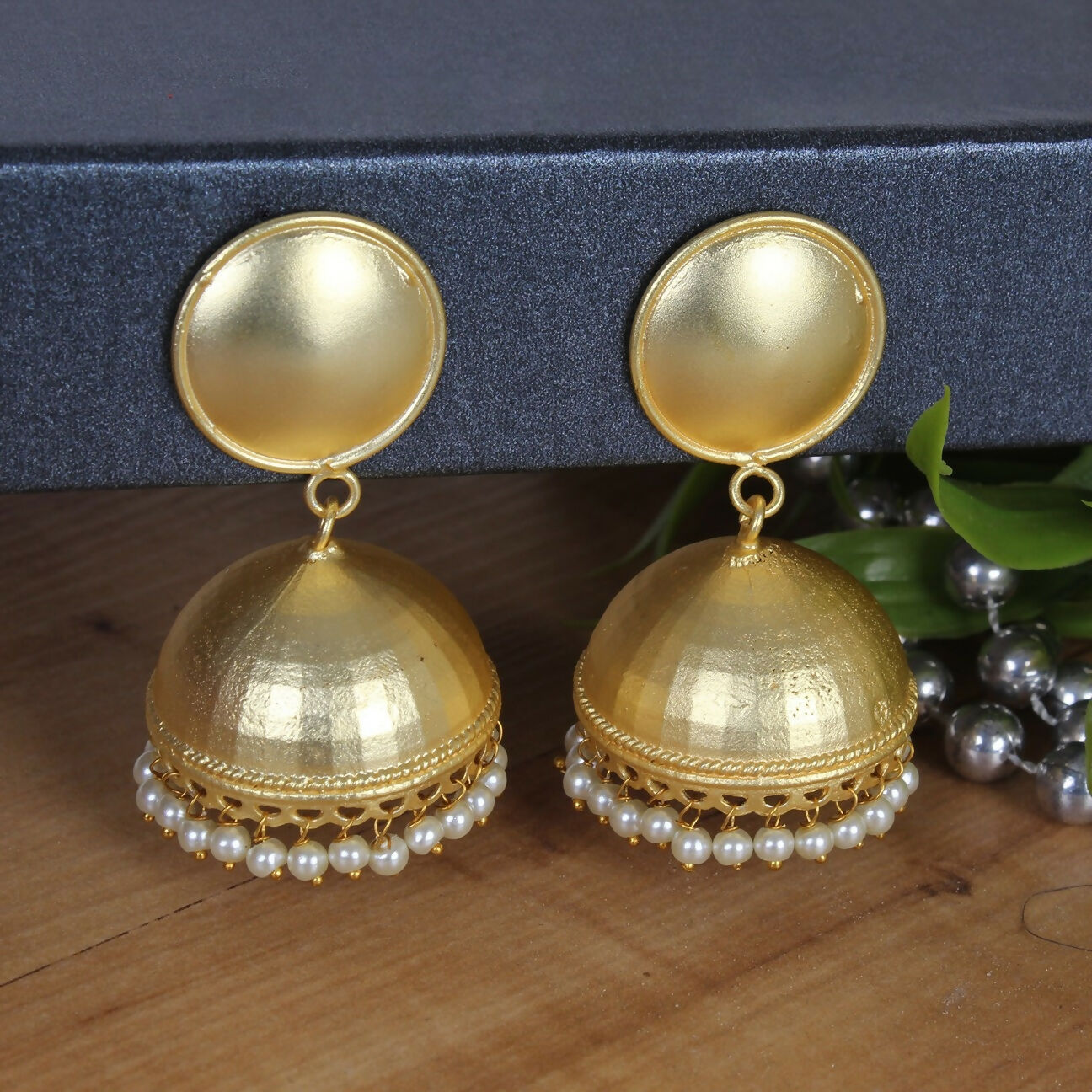 Joban Fashion Women Matte Gold Brass Jhumka | Grocsy