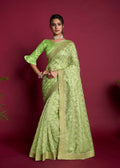 Vamsee Green Organza Saree | Grocsy