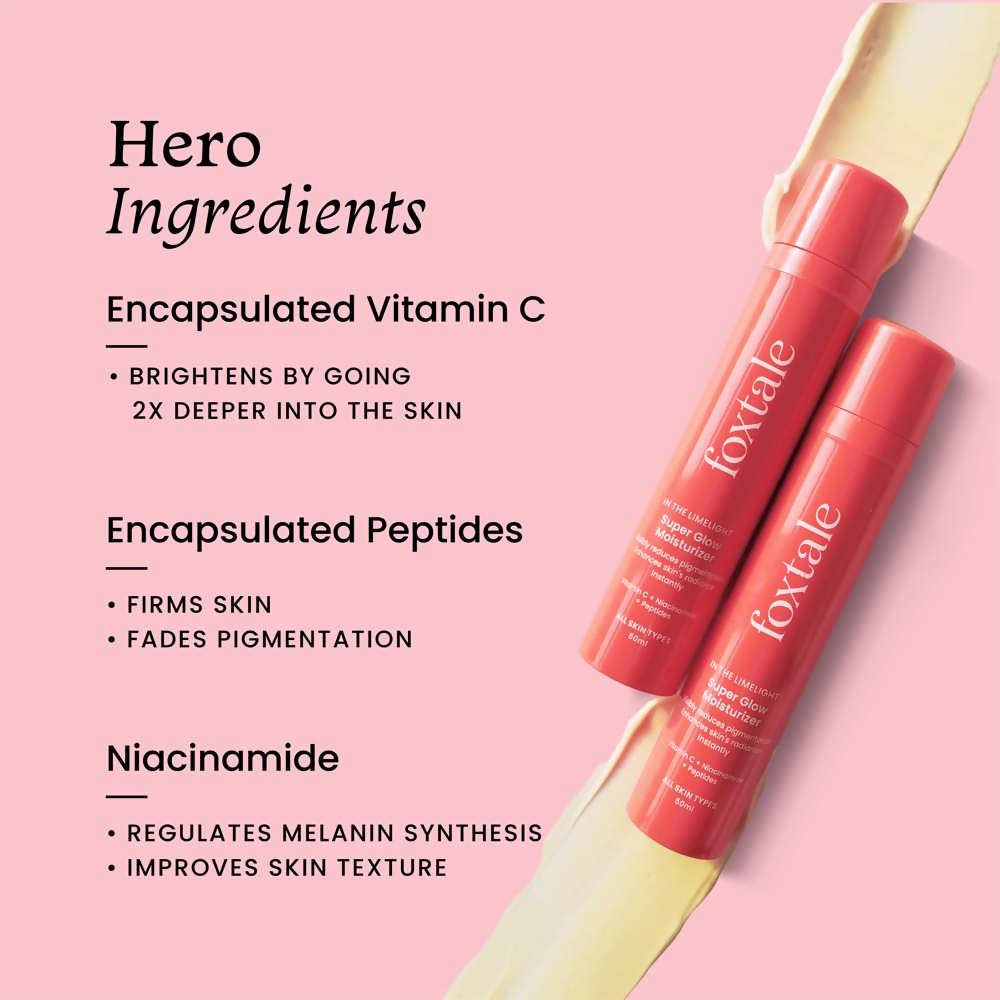 Foxtale Vitamin-C Super Glow Moisturiser With Niacinamide & Peptides For Glowing Skin | Grocsy