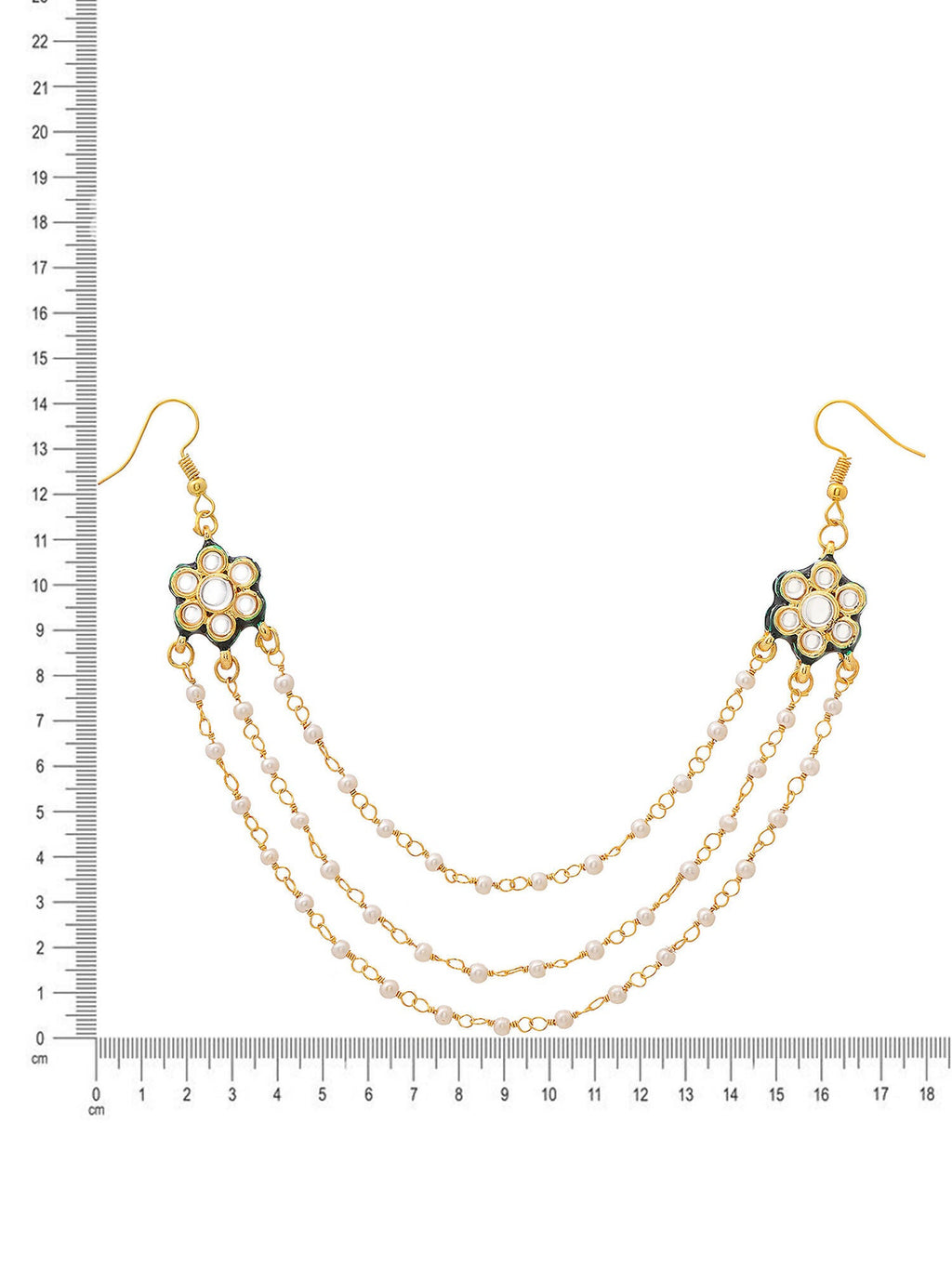 Ruby Raang Gold Green Meenakari & Pearl Hair Jewelry | Grocsy