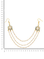 Ruby Raang Gold Green Meenakari & Pearl Hair Jewelry | Grocsy