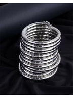 NVR Women Handmade Silver Plated Spiral Bangle | Grocsy