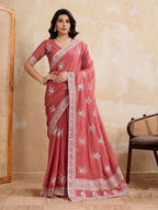Teeya Creation Womens New Latest Party Wear Soft Georgette Saree-Peach | Grocsy