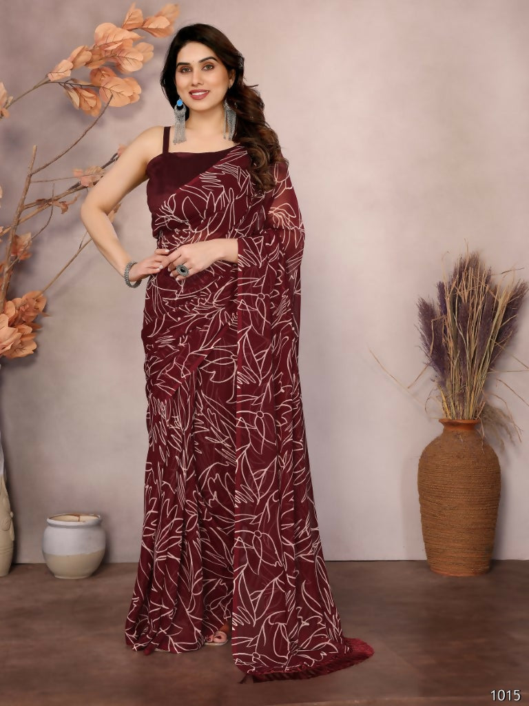 Partywear Designer Georgette Red Fancy Saree - Durga | Grocsy