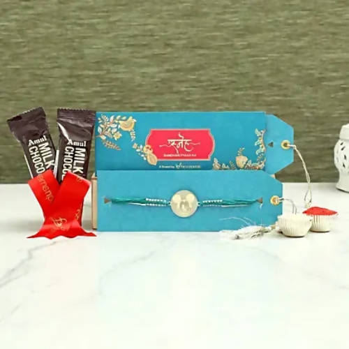 Cute Mickey Metal Rakhi & Amul Milk Chocolate Flow Wraps | Grocsy
