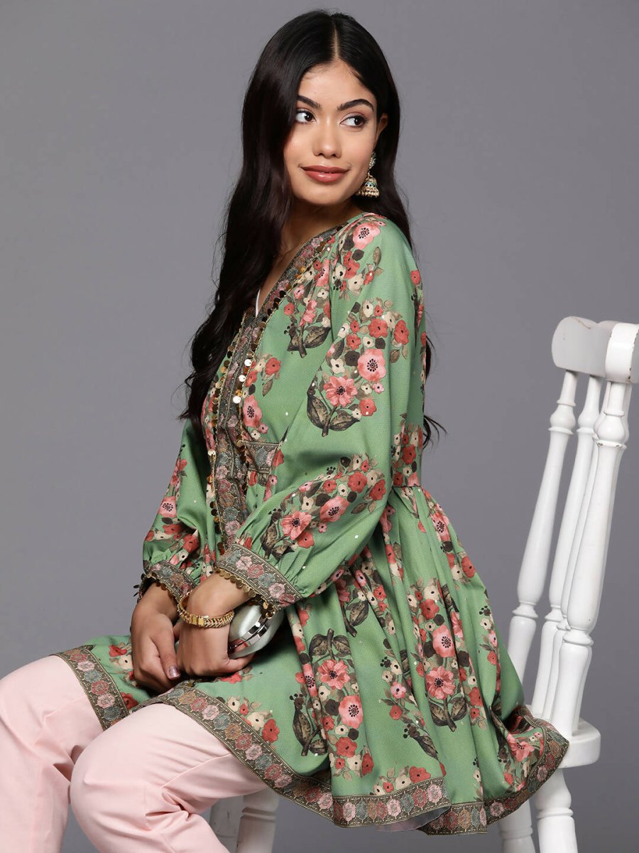Ahalyaa Women's Traditional wear Tunic - Green | Grocsy