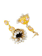 NVR Women Gold-Polished Yellow Jhumkas Earrings | Grocsy