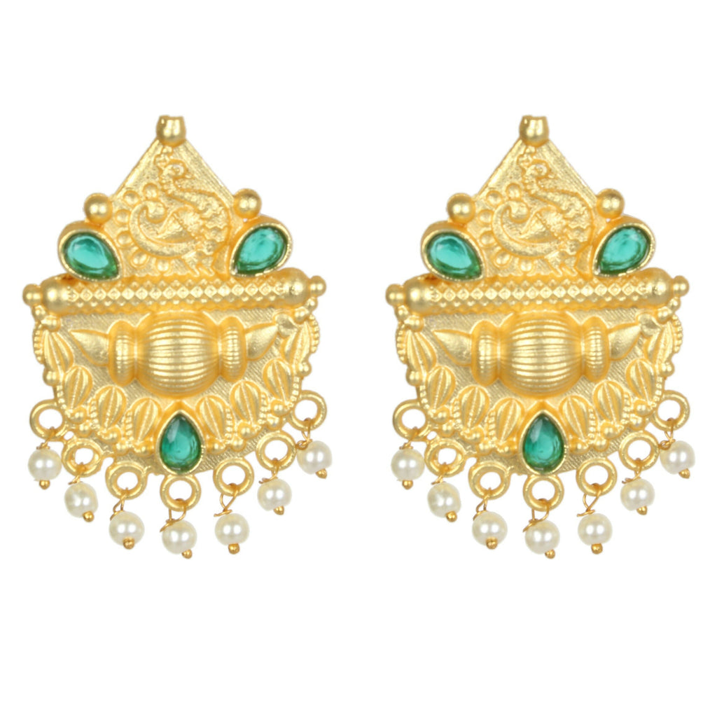 Joban Fashion Women Matte Gold Brass Earrings | Grocsy