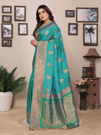 Joban Fashion Banarasi Light Green Woven Soft Silk Saree | Grocsy