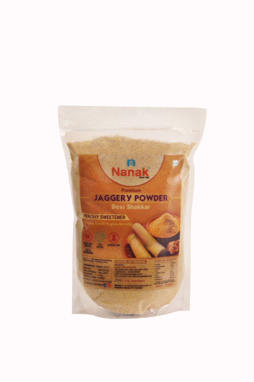 Nanak Premium Jaggery Powder,1Kg | Grocsy