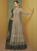 Vegaa Fashion Beige Georgette Embroidery Anarkali Salwar Kameez | Grocsy