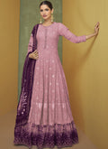 Vegaa Fashion Pink Georgette Embroidery Anarkali Salwar Kameez | Grocsy