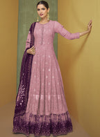 Vegaa Fashion Pink Georgette Embroidery Anarkali Salwar Kameez | Grocsy