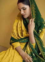Vegaa Fashion Yellow Georgette Embroidery Anarkali Salwar Kameez | Grocsy