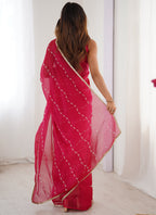 Vegaa Fashion Pink Smooth Sitara Fabric Moti & Val Sequence Designer Saree | Grocsy