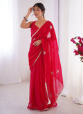 Vegaa Fashion Red Fandy Silk Moti & Val Sequence Designer Saree | Grocsy