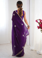 Vegaa Fashion Violet Fandy Silk Moti & Val Sequence Designer Saree | Grocsy