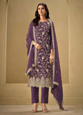Vegaa Fashion Violet Chinon Sequence Embroidered Salwar Suit | Grocsy