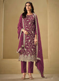 Vegaa Fashion Wine Chinon Sequence Embroidered Salwar Suit | Grocsy