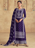Vegaa Fashion Violet Georgette Embroidered Palazzo Suit | Grocsy
