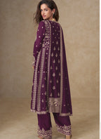 Vegaa Fashion Purple Chinon Silk Embroidered Designer Salwar Suit | Grocsy