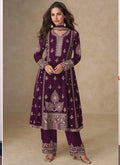 Vegaa Fashion Purple Chinon Silk Embroidered Designer Salwar Suit | Grocsy