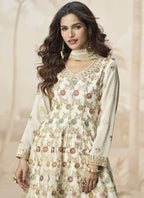 Vegaa Fashion Off White Georgette Embroidered Designer Palazzo Suit | Grocsy