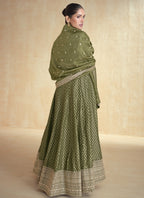 Vegaa Fashion Mahendi Viscose Jacquard Embroidered Anarkali Suit | Grocsy