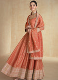 Vegaa Fashion Orange Viscose Jacquard Embroidered Anarkali Suit | Grocsy