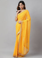 Vegaa Fashion Yellow Soft Georgette Bandhani Saree | Grocsy