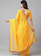 Vegaa Fashion Yellow Soft Georgette Bandhani Saree | Grocsy