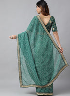 Vegaa Fashion Green Soft Georgette Bandhani Saree | Grocsy