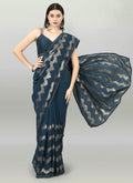 Vegaa Fashion Acqua Blue Georgette Sequence Party Wear Saree | Grocsy
