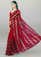 Vegaa Fashion Red Georgette Sequence Party Wear Saree | Grocsy
