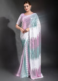 Vegaa Fashion Off White Georgette Sequence Party Wear Saree | Grocsy