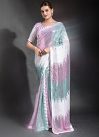 Vegaa Fashion Off White Georgette Sequence Party Wear Saree | Grocsy