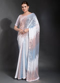 Vegaa Fashion Off White Georgette Sequence Party Wear Saree | Grocsy