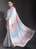 Vegaa Fashion Off White Georgette Sequence Party Wear Saree | Grocsy