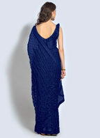 Vegaa Fashion Blue Georgette Sequence Party Wear Saree | Grocsy
