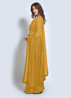 Vegaa Fashion Yellow Georgette Sequence Party Wear Saree | Grocsy