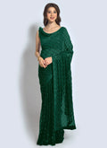 Vegaa Fashion Green Georgette Sequence Party Wear Saree | Grocsy