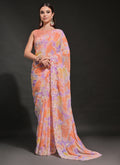 Vegaa Fashion Orange Soft Georgette Sequence Work Saree | Grocsy
