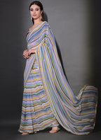 Vegaa Fashion Multicolor Georgette Leriya Print Sequence Saree | Grocsy